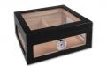 Gasztrohumidor 80 szál szivar részére, cédrusfa szivar doboz, üveges, hygrométerrel és párásítóval - fekete